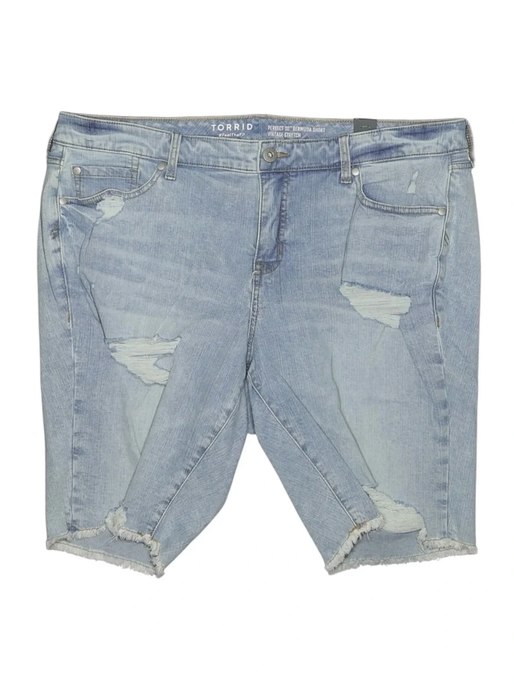 Torrid Size 18 Bermuda Shorts Distressed Light Wash Stretch Denim NWT